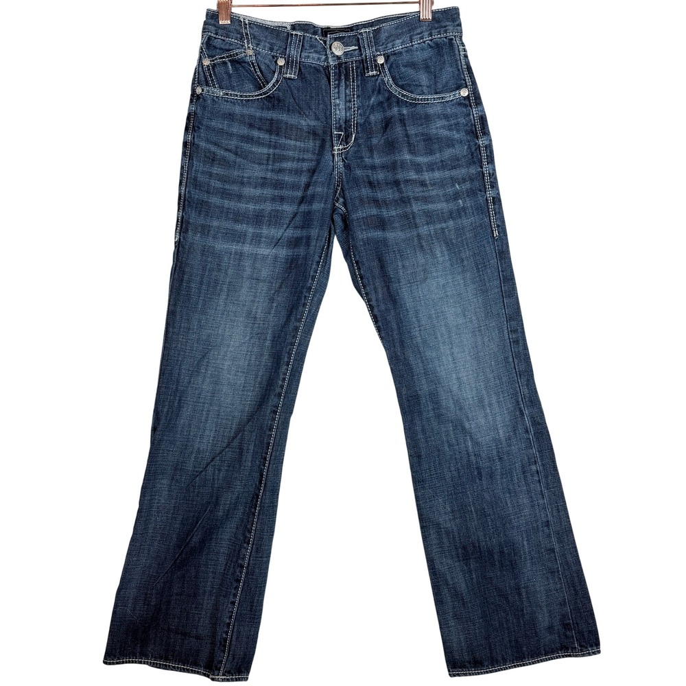Rock & Republic Rebellion Mens 30x30 Bootcut Jeans Dark Wash Embroidered McBling